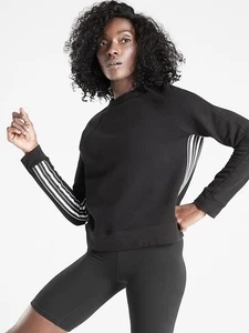 Athleta 24/7 Striped Crew Sweatshirt Women’s Small Black White EUC - Picture 1 of 5