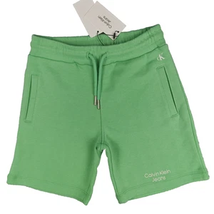 Calvin Klein Jeans Boys Stack Logo Jogger Shorts Size 10 Green Casual Training - Picture 1 of 7