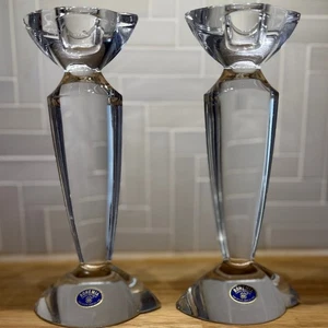 BOHEMIA Vintage Pair of Lead Crystal Candle Holders - Picture 1 of 9