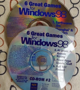 6 Great Games For Windows 98 1998 2-Disc Set Discs Only PC Earthworm Jim - Picture 1 of 3