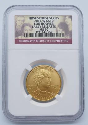 2014 W $10 1/2 oz Gold First Spouse Series Lou Hoover NGC MS70  Early Rel- T007 - Image 1 of 4