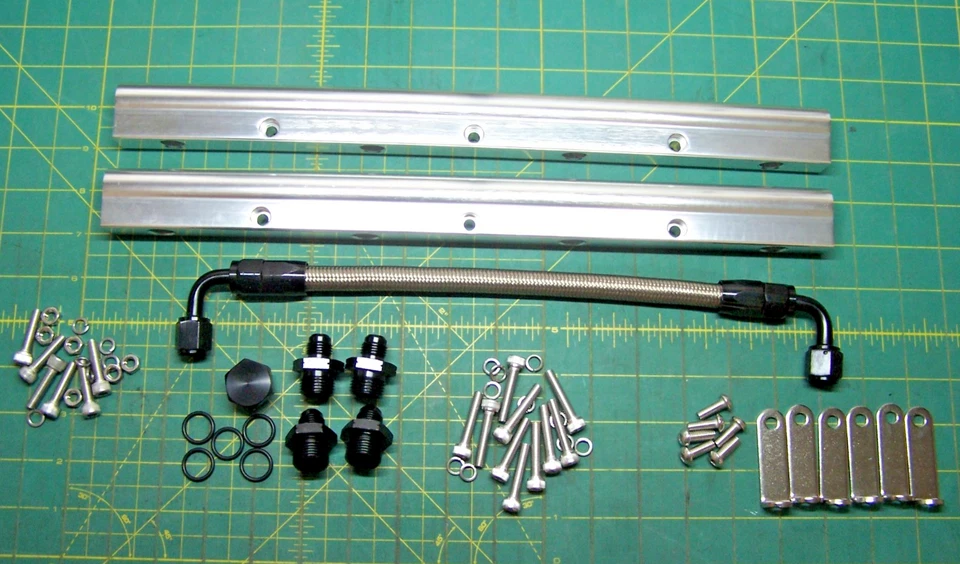 Kit de trilho de combustível LS porta catedral - encaixe 8AN LS1 LS2 LS3 LS6 LSX tarugo alumínio - Imagem 1 de 4