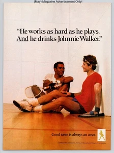 Johnnie Walker Racquetball Sportler Relaxation Spirit Vintage 1989 Werbung - Bild 1 von 5