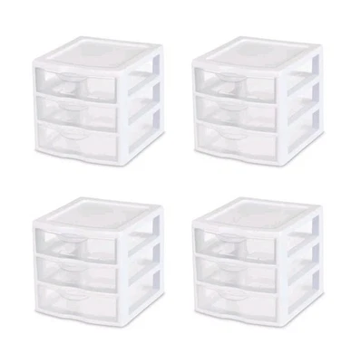 Sterilite ClearView Stacking 3 Drawer Storage Organizer System, (4 Pack) - Image 1 of 4
