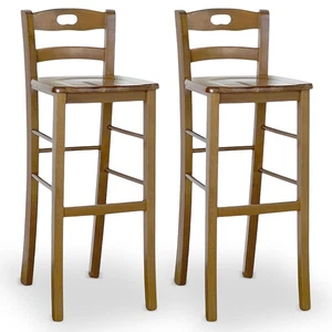 Set 2 sgabelli da bar h 80 cm in legno noce chiaro con manico e seduta massello - Imagen 1 de 5