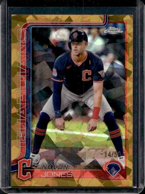 2025 Topps Chrome Sapphire Nolan Jones Gold Refractor #14/50 Guardians - Image 1 of 2