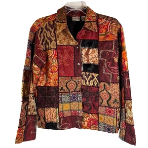 Chico's Top Knopfleiste Patchwork Damen Größe 0 Boho - Bild 1 von 6