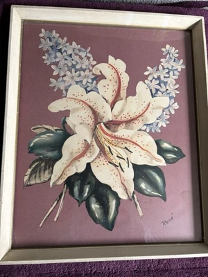 Estampado vintage de lirio y lila enmarcado Stargazer de René White Foto 1 de 4