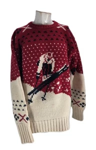 Polo Ralph Lauren Nordic Pullover Medium Rot 90s Suicide Skifahrer Cookie Stadium - Bild 1 von 8