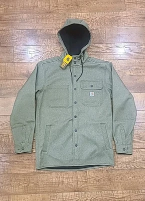 Carhartt Rain Defender Heavyweight Hooded Shirt Jac Mens Small Moss TJ5022-M - Image 1 of 4
