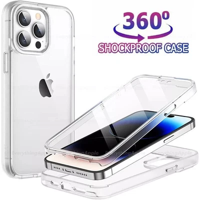 CLEAR FULL BODY 360 Case iPhone 17 16 15 14 13 12 Pro Max Shockproof Phone Cover - Image 1 of 4