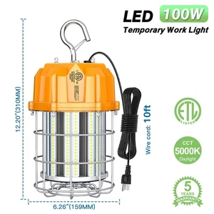 Temporary Construction Lights Hanging for Tunnel Warehouse Jobsite Workshop 100W - Picture 1 of 17