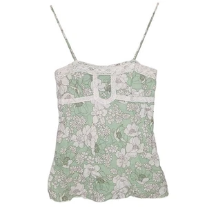 Vintage Twenty-One Green Floral Y2K Babydoll Lace Tank Womens SM Coconut Resort - Bild 1 von 8