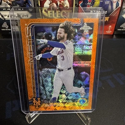 2025 Topps Chrome Logofractor ORANGE Jesse Winker #/25 Color Match METS - Image 1 of 2