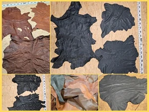 Vera pelle di capra nappa pelle marrone nero ideale per bricolage - Foto 1 di 12