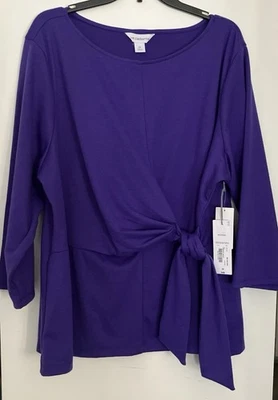 Top Liz Claiborne púrpura manga 3/4 cintura corbata talla 2X Foto 1 de 4