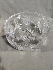 Antique 1970s Lausitzer Cut Crystal Glass Pinwheel + Brunswick Star Bowl in EUC - Picture 1 of 6