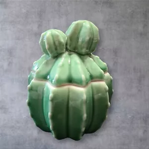 Contenitore contenitore gioielli a forma di pianta di cactus in ceramica con coperchio verde - Foto 1 di 7