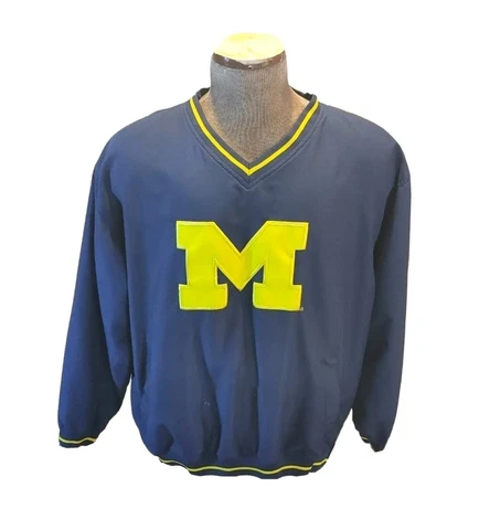 Michigan Wolverines Pullover NCAA Windbreaker Jacket Size Large Dark Blue Cover