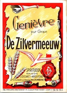 Vintage Original Wine Label  Genievre De Zilvermeeuw Desmet-Maertens Belgium - Picture 1 of 1