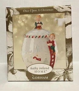 Kathy Ireland Home by Gorham Once Upon Christmas Decorative Treat Jar Elves NOS - Picture 1 of 11