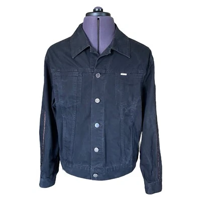 Jaqueta jeans Versace clássica preta vintage Itália curta feminina tamanho XXL EU48 UK16 - Imagem 1 de 4