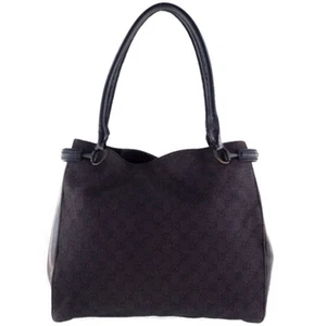 GUCCI Tote Bag 101346 black GG canvas/leather unisex - Picture 1 of 12