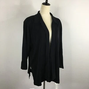 Exclusively MISOOK Womens sz 2X Black Slit Hem Collared Open Front Cardigan - Picture 1 of 12