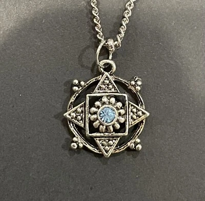 Серебряный Бали олова сапфира кристалл стекла подвеска ожерелье богемный цыганский изящный - Изображение 1 из 2