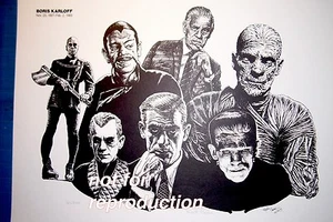 Boris Karloff Kunstwerk, original signierter und nummerierter Druck von Martin Timins - Bild 1 von 2
