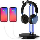 RGB Headphone Stand with 2 USB Charger Ports, Desk Gaming Headset Stand 