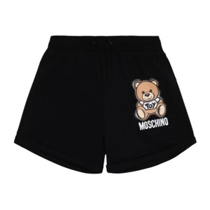 Moschino Kids Teen Teddy Bear Logo Print Black Shorts size 14T 14Y Girls - Picture 1 of 3