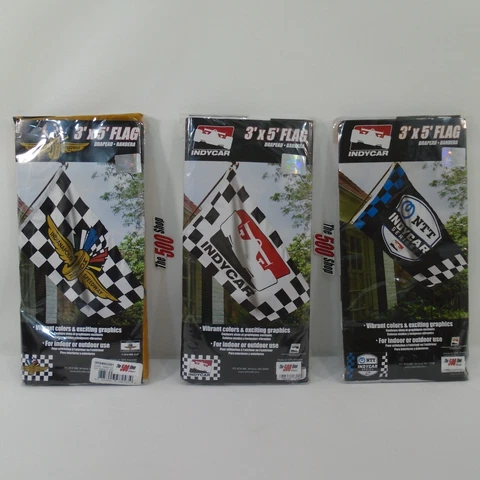 Indianapolis Motor Speedway Logo, NTT INDYCAR Series Logo 3' x 5' Checkered Flag Cover