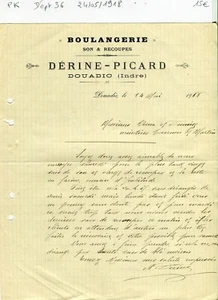Dépt 36 - Douadic - Secteur de la Boulangerie Son & Recoupes du 24/05/1918 - Picture 1 of 1