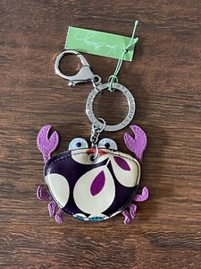 Vera Bradley SCHLÜSSELANHÄNGER PFLAUME CRAZY SEASHORE Krabbe Schlüsselclip Ring Handtasche Anhänger Neu mit Etikett - Bild 1 von 2