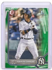 Tarjeta de inserción de prospecto Bowman Oswaldo Cabrera 2022 patrón verde/99 Yankees - Imagen 1 de 2