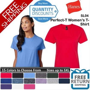 🔥 Hanes Women Perfect-t Ring-spun Cotton & Blends T-shirt Up To 5XL Sl04 - Picture 1 of 67