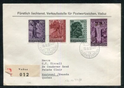 Liechtenstein #332-334 328 First Day cover to CANADA Trees Cat 45 - Image 1 of 2
