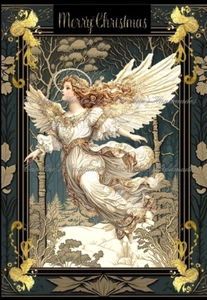 Beautiful Christmas Angel Designer Cotton Fabric Quilt Block Multi-size - Picture 1 of 1