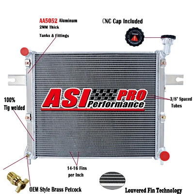3 Row Radiator For 2005-2010 2009 Jeep Commander Grand Cherokee 3.7L 4.7L 6.1L Foto 1 de 4