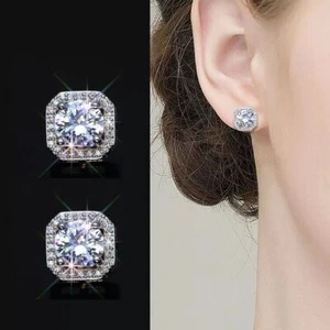 Lujo Mujeres Niñas Joyería Circón Pendientes de Plata 925 Pendientes de Plata Boda - Imagen 1 de 5