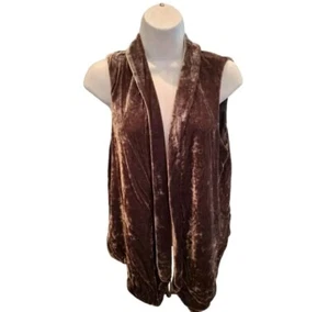 J Jill Gray Crushed Velour Velvet Open Front Vest Topper Size Large  - Picture 1 of 13