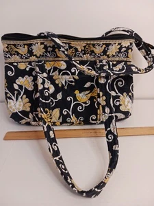 Vera Bradley Yellow Bird Quilted Shoulder Bag/Tote Zippered/Pockets Floral - Picture 1 of 4