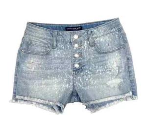 Imperial Star Frey Hem Destructed Splatter Denim Shorts Big Girls 10 Delilah - Picture 1 of 18