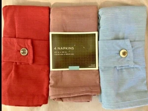 Threshold 4 pack of Cloth Table Napkins New Blue / Plum / Red Wine Formal Dinner - Picture 1 of 7