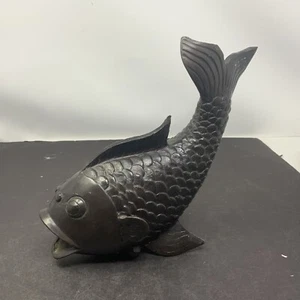 Koi Fish Decorative Fish Statue Antiqued Metal Lucky - Picture 1 of 7