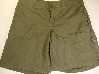 Pantalones cortos para caminar Bass para mujer lisos verde oliva 6 100 % algodón planos largos Foto 1 de 3
