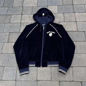 Rocawear Women’s Medium Blue Velour Zip Up Hooded Track Jacket Y2K - Picture 1 of 6