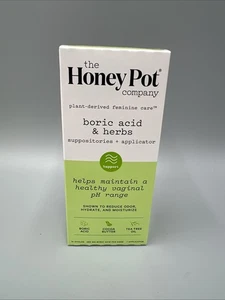 The Honey Pot Company Boric Acid & Herbs Suppositories & Applicator. 14 Ovules. - Picture 1 of 7