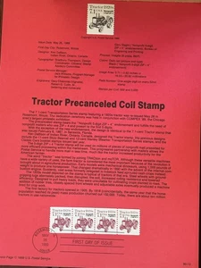 USPS Souvenir Seite 2127A Traktor Precancelled Coil  - Bild 1 von 1